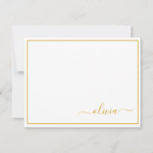 Gold White Modern Script Girly Monogram Name Bedankkaart (Voorkant)