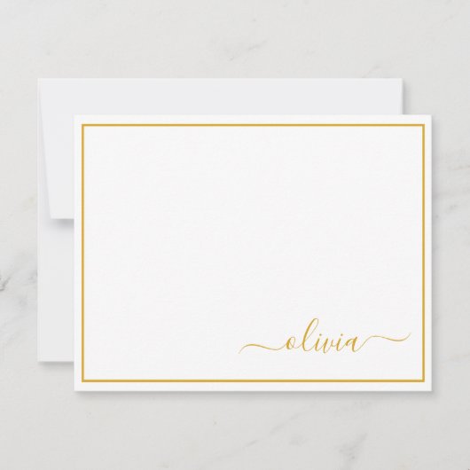 Gold White Modern Script Girly Monogram Name Bedankkaart (Voorkant)