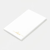 Gold White Modern Script Girly Monogram Name Post-it® Notes (Schuin)
