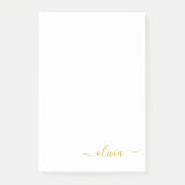 Gold White Modern Script Girly Monogram Name Post-it® Notes (Voorkant)