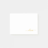 Gold White Modern Script Girly Monogram Name Post-it® Notes (Voorkant)