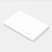 Gold White Modern Script Girly Monogram Name Post-it® Notes (Schuin)