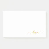 Gold White Modern Script Girly Monogram Name Post-it® Notes (Voorkant)