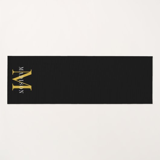 Gold White Monogram Black Yogamat (Voorkant (horizontaal))