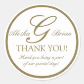 Gold White Monogram G Wedding Favor Stickers (Voorkant)