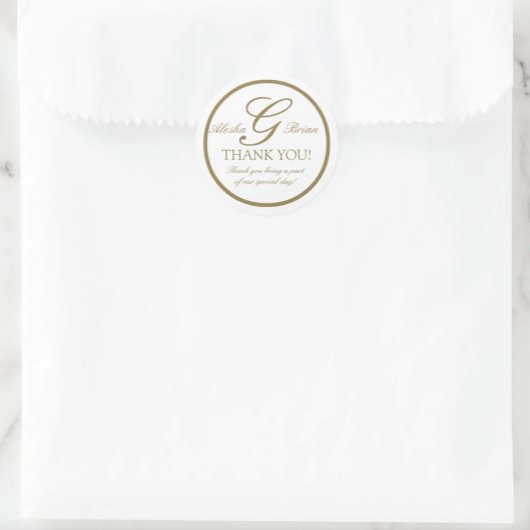 Gold White Monogram G Wedding Favor Stickers