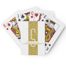 Gold White Monogram Glitter