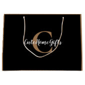 Gold White Monogram Name Luxury Groot Cadeauzakje (Voorkant)