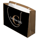 Gold White Monogram Name Luxury Groot Cadeauzakje (Achterkant Gekanteld)