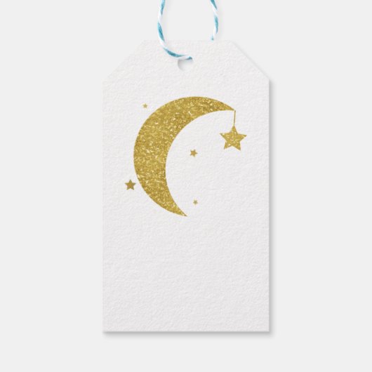 Gold & White Moon & Stars Baby shower Celestial Cadeaulabel (Achterkant)