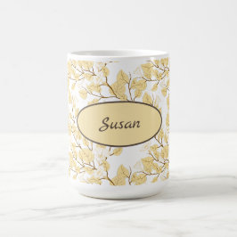 Gold White Morning Glory Flower Koffiemok