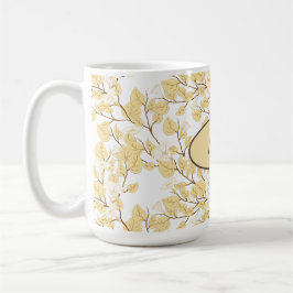 Gold White Morning Glory Flower Koffiemok