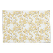 Gold White Morning Glory Flower Kussensloop (Achterkant-Rechts)