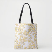 Gold White Morning Glory Flower Tote Bag (Voorkant)