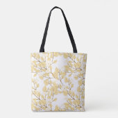 Gold White Morning Glory Flower Tote Bag (Achterkant)