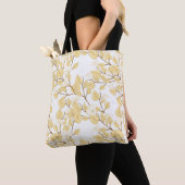Gold White Morning Glory Flower Tote Bag (Dichtbij)