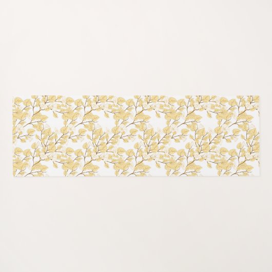 Gold White Morning Glory Flower Yogamat (Achterkant (horizontaal))