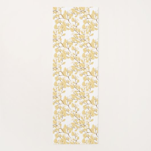 Gold White Morning Glory Flower Yogamat (Achterkant)