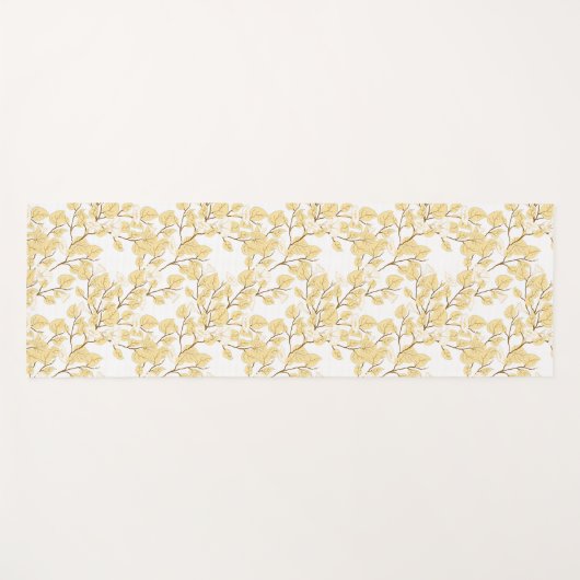 Gold White Morning Glory Flower Yogamat (Voorkant (horizontaal))