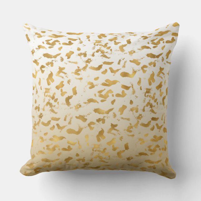 Gold White Ombre Animal Print Kussen (Voorkant)