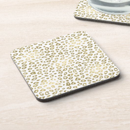 Gold White Ombre Leopard Print Bier Onderzetter (Linkerzijde)