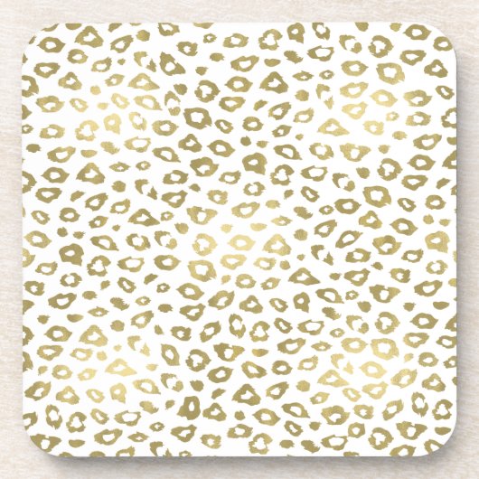 Gold White Ombre Leopard Print Bier Onderzetter (Voorkant)