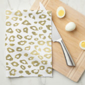 Gold White Ombre Leopard Print Theedoek (Quarter Fold)