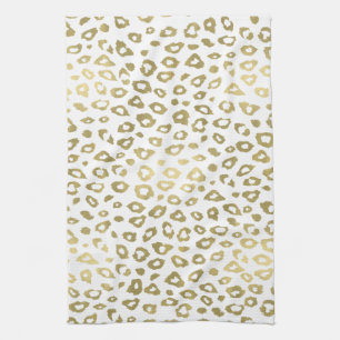 Gold White Ombre Leopard Print Theedoek