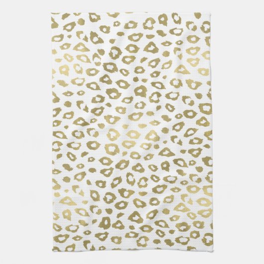 Gold White Ombre Leopard Print Theedoek (Verticaal)