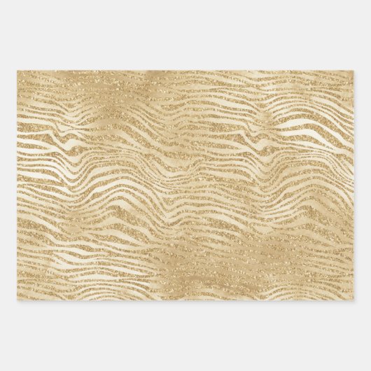 Gold White Ombre Zebra Confetti Sparkles         Inpakpapier Vel (Voorkant 3)