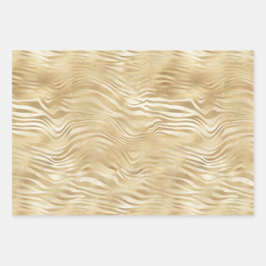Gold White Ombre Zebra Confetti Sparkles         Inpakpapier Vel (Voorkant 2)