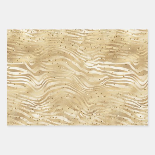 Gold White Ombre Zebra Confetti Sparkles         Inpakpapier Vel (Voorkant)