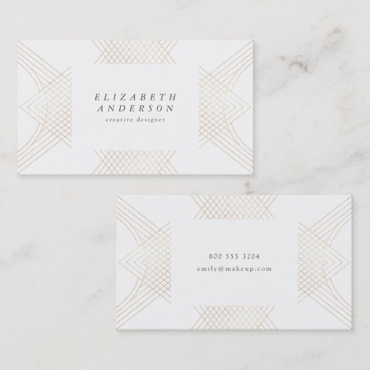 Gold White Oval Geometric Art Deco Gatsby Visitekaartje (Voorkant / Achterkant)