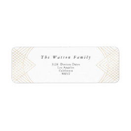 Gold White Oval Geometric Art Deco Gatsby Wedding Etiket