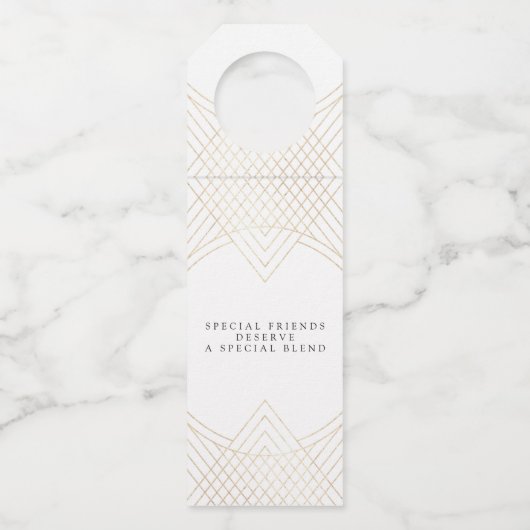 Gold White Oval Geometric Art Deco Gatsby Wedding Flessenhanger (Achterkant)