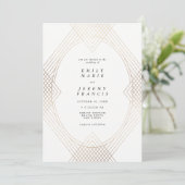Gold White Oval Geometric Art Deco Gatsby Wedding Kaart (Staand voorkant)