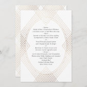 Gold White Oval Geometric Art Deco Gatsby Wedding Menu (Voorkant / Achterkant)