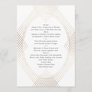 Gold White Oval Geometric Art Deco Gatsby Wedding Menu
