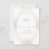 Gold White Oval Geometric Art Deco Gatsby Wedding RSVP Kaartje (Voorkant)
