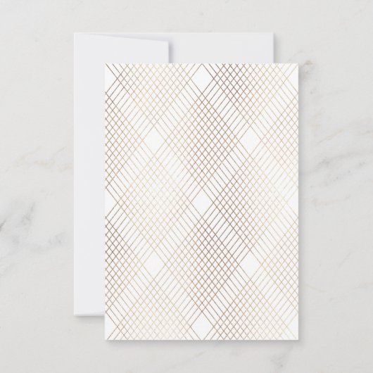 Gold White Oval Geometric Art Deco Gatsby Wedding RSVP Kaartje (Achterkant)