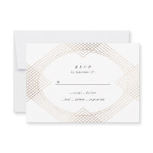 Gold White Oval Geometric Art Deco Gatsby Wedding