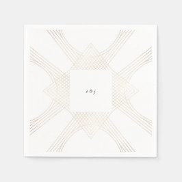 Gold White Oval Geometric Art Deco Gatsby Wedding Servet