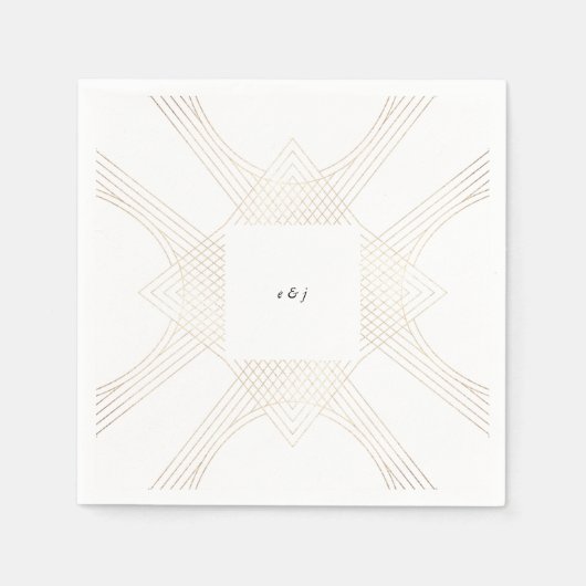 Gold White Oval Geometric Art Deco Gatsby Wedding Servet (Voorkant)