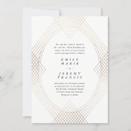 Gold White Oval Geometric Simple Modern Gatsby Kaart