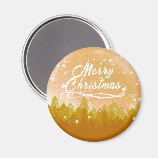Gold White Peaceful Snow Forest Merry kerst Magneet (Voorkant / Achterkant)