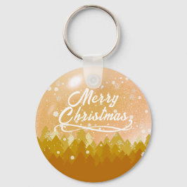 Gold White Peaceful Snow Forest Merry kerst Sleutelhanger