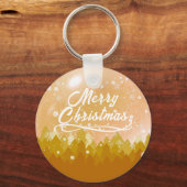 Gold White Peaceful Snow Forest Merry kerst Sleutelhanger (Voorkant)