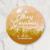 Gold White Peaceful Snow Forest Nieuwjaar Bedankjes Labels (Voorkant)