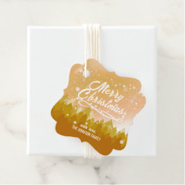 Gold White Peaceful Snow Forest Nieuwjaar Bedankjes Labels