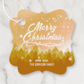 Gold White Peaceful Snow Forest Nieuwjaar Bedankjes Labels (Voorkant)